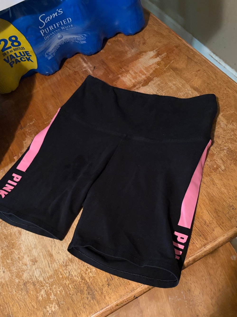 PINK Victoria's Secret Black Shorts with Pink Side Panels